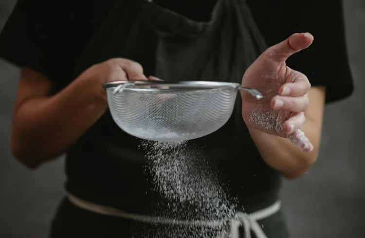 Sieve with flour